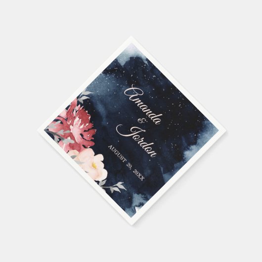 Serviette En Papier Starry Night Floral Mariage Cocktail Napkin (Coin)