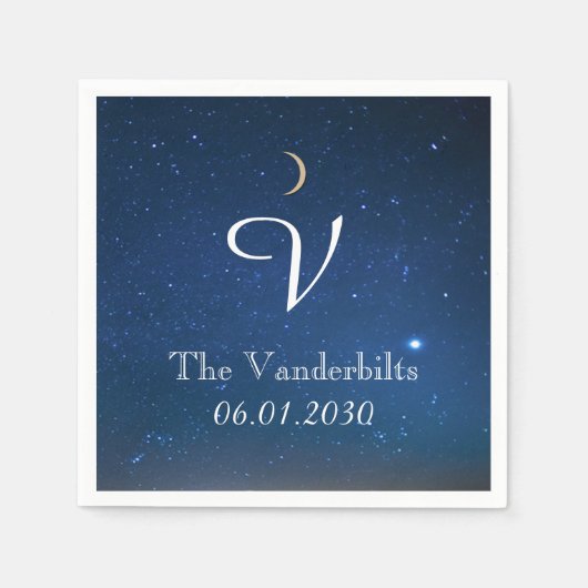 Serviette En Papier Starry Night Monogram Mariage Napkin (Devant)