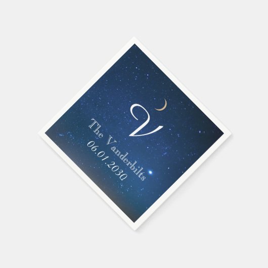 Serviette En Papier Starry Night Monogram Mariage Napkin (Coin)