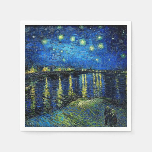 Serviette En Papier Starry Night Over the Rhone par Vincent Van Gogh (Devant)
