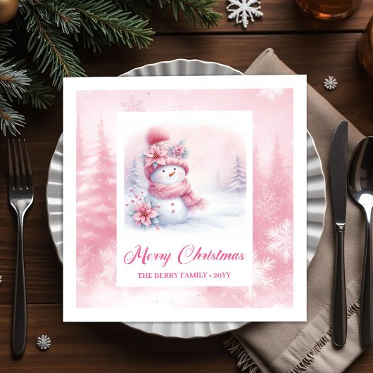 Serviette En Papier Starry Pinkmas Christmas Scene Napkins Kids Holida