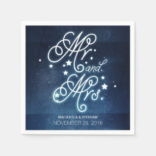 Serviette En Papier Stars Navy Enchantait M. et Mme Mariage