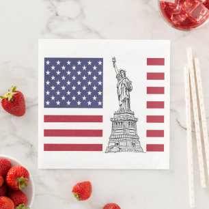 Serviette En Papier Statue américaine du drapeau de la liberté Papier 