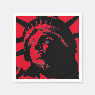 Serviette En Papier Statue d'Art Black & Red Pop de la Liberté