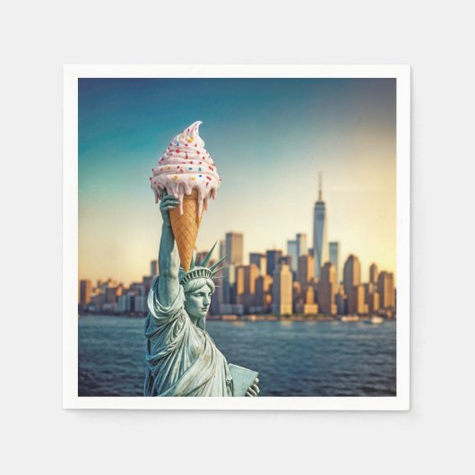 Serviette En Papier Statue de la Liberté avec cône de glace (Devant)