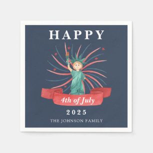 Serviette En Papier Statue de la Liberté bleue Joyeux 14 juillet
