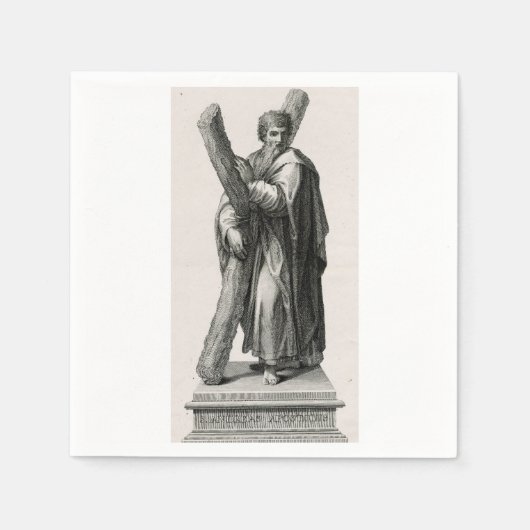 Serviette En Papier Statue de Saint André Apôtre avec croix (Devant)