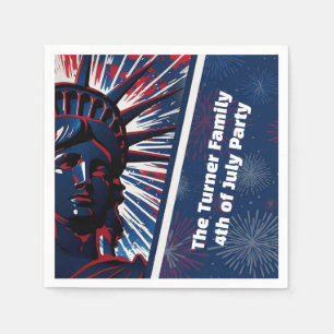 Serviette En Papier Statue patriotique rouge bleue de la liberté 4 jui