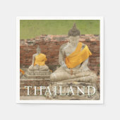 Serviette En Papier Statues des Bouddhas assis | Ayutthaya, Thaïlande (Devant)
