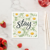 Serviette En Papier Stay Calligraphy Text On Daisy Abstract (En situation)