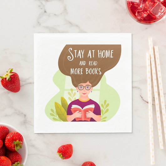 Serviette En Papier Stay Home Read More Books Book Lover