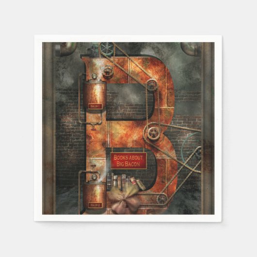 Serviette En Papier Steampunk - Alphabet - B pour Ceintures (Devant)