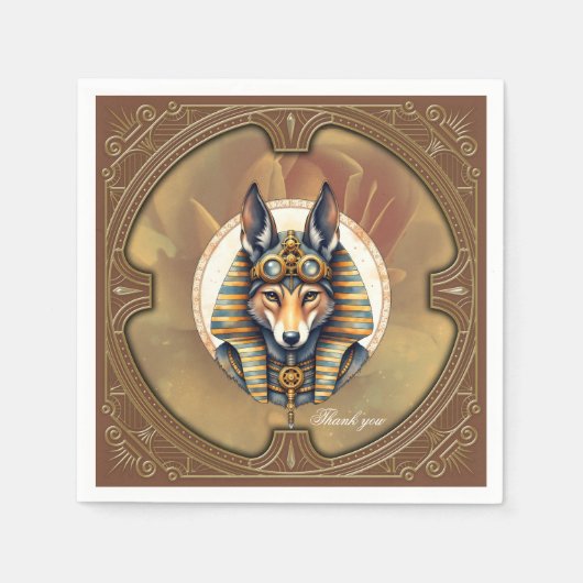 Serviette En Papier Steampunk Anubis Fox Portrait (Devant)
