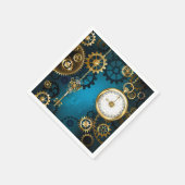 Serviette En Papier Steampunk Arrière - plan turquoise avec Gears (Coin)