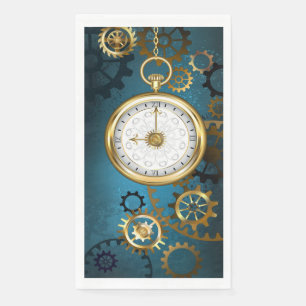 Serviette En Papier Steampunk Arrière - plan turquoise avec Gears