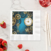Serviette En Papier Steampunk Arrière - plan turquoise avec Gears (En situation)