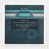 Serviette En Papier Steampunk, bleu glacé sur les échoppes turquoises, (Devant)