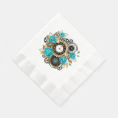 Serviette En Papier Steampunk Clock and Turquoise Roses on Striped (Coin)