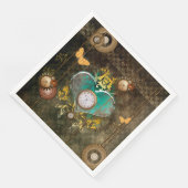 Serviette En Papier Steampunk, coeur merveilleux avec horloges (Coin)