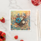 Serviette En Papier Steampunk Floral (En situation)