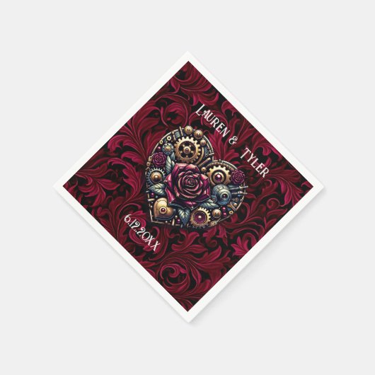 Serviette En Papier Steampunk Gothique Mariage à thème personnalisé (Coin)