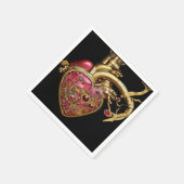 Serviette En Papier Steampunk Heart Anatomical Rubies and Gears (Coin)