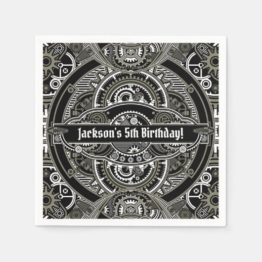 Serviette En Papier Steampunk Magique Anniversaire (Devant)