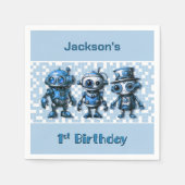 Serviette En Papier Steampunk Robot Thème 1er Anniversaire (Devant)