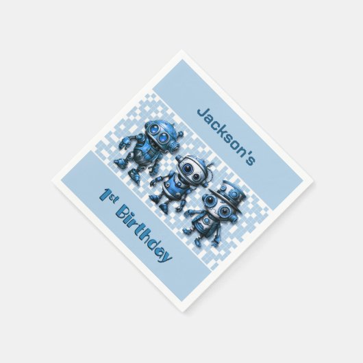 Serviette En Papier Steampunk Robot Thème 1er Anniversaire (Coin)