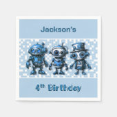 Serviette En Papier Steampunk Robot Thème 4ème anniversaire (Devant)
