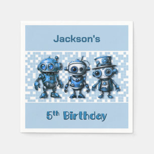 Serviette En Papier Steampunk Robot Thème 5ème anniversaire