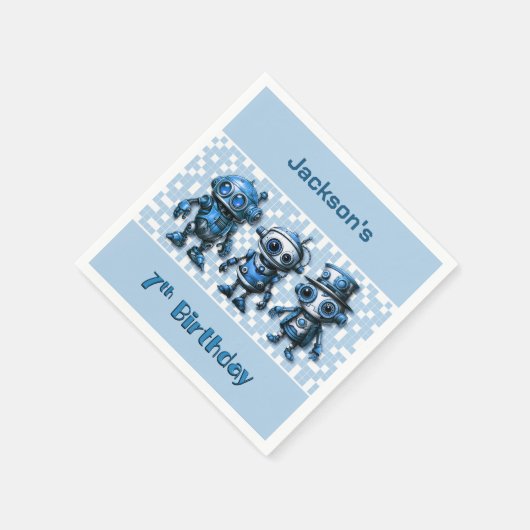 Serviette En Papier Steampunk Robot Thème 7ème anniversaire (Coin)