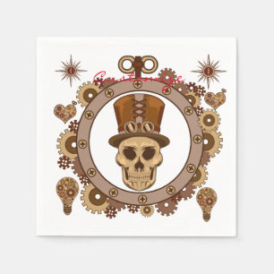 Serviette En Papier Steampunk Thème Top Hat Skull Thunder_Cove