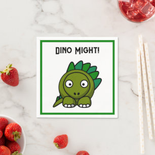 Serviette En Papier Stégosaure de dessin animé vert mignon avec un jeu