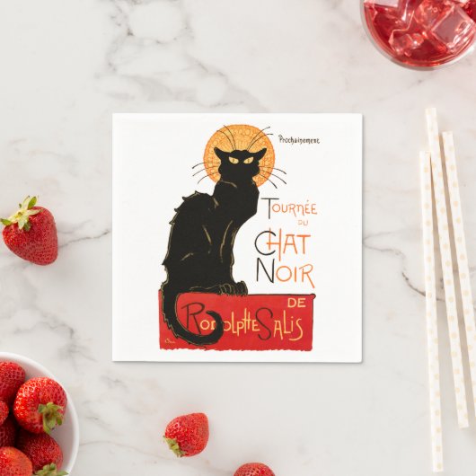 Serviette En Papier Steinlen Chat Noir Classique Art Français (En situation)
