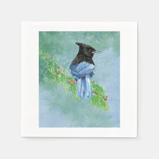 Serviette En Papier Stellar Jay Bird Farmhouse Rustique Country Art (Devant)
