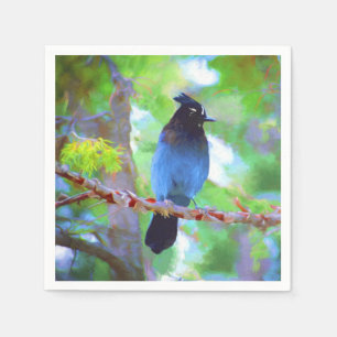 Serviette En Papier Steller's Jay Painting - Art original pour oiseaux