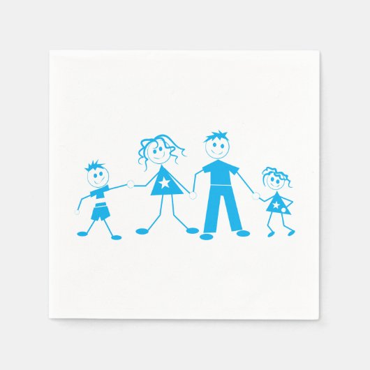 Serviette En Papier Stick Figure Family Napkins (Devant)