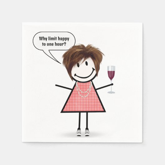 Serviette En Papier Stick Figure Girl With Wine Glass (Devant)