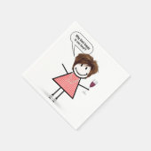 Serviette En Papier Stick Figure Girl With Wine Glass (Coin)