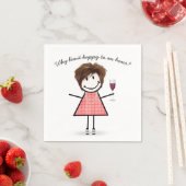 Serviette En Papier Stick Figure Girl With Wine Glass and Quote (En situation)