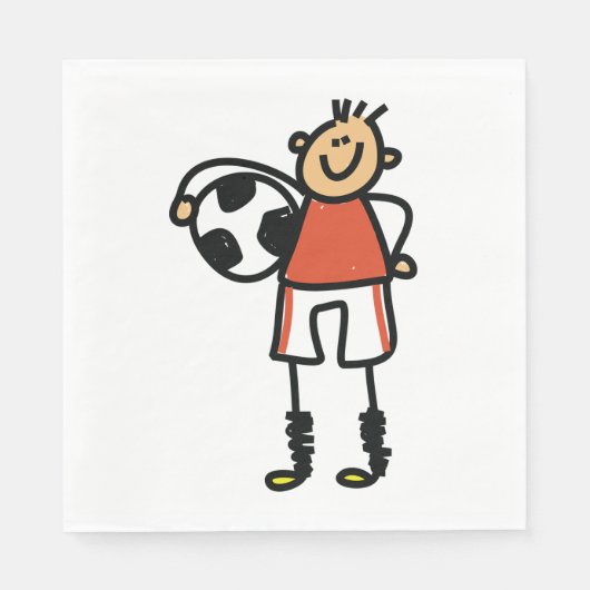 Serviette En Papier Stick Figure Soccer Boy Football Player (Devant)
