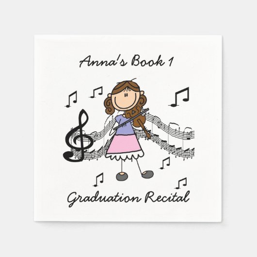 Serviette En Papier Stick Figure Violon Player Papier serviettes (Devant)