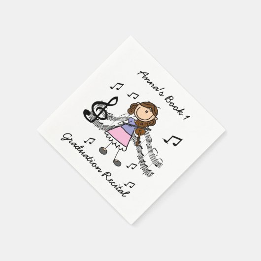 Serviette En Papier Stick Figure Violon Player Papier serviettes (Coin)