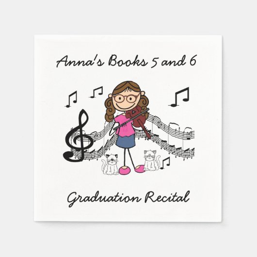 Serviette En Papier Stick Figure Violon Player Papier serviettes (Devant)