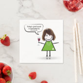 Serviette En Papier Stick Girl en Basket avec vin (En situation)