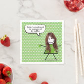 Serviette En Papier Stick Girl with Coffee and Quote (En situation)