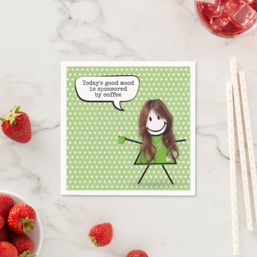 Serviette En Papier Stick Girl with Coffee and Quote (En situation)
