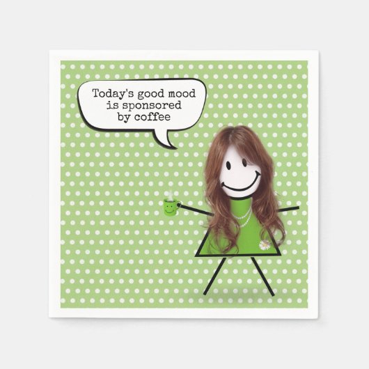 Serviette En Papier Stick Girl with Coffee and Quote (Devant)