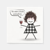 Serviette En Papier Stick Girl with Red Wine Party Humour (Devant)